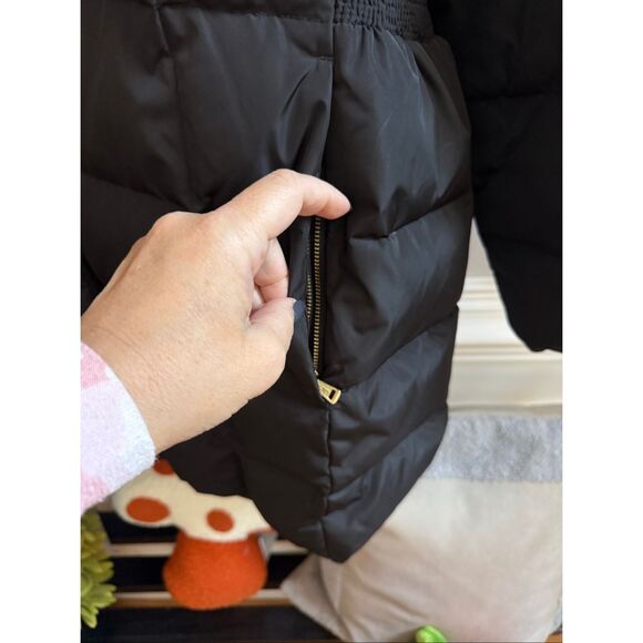Cole Haan Black Quilted Down Feather Long Hooded Puffer Coat sz 2X EUC - Picture 2 of 9